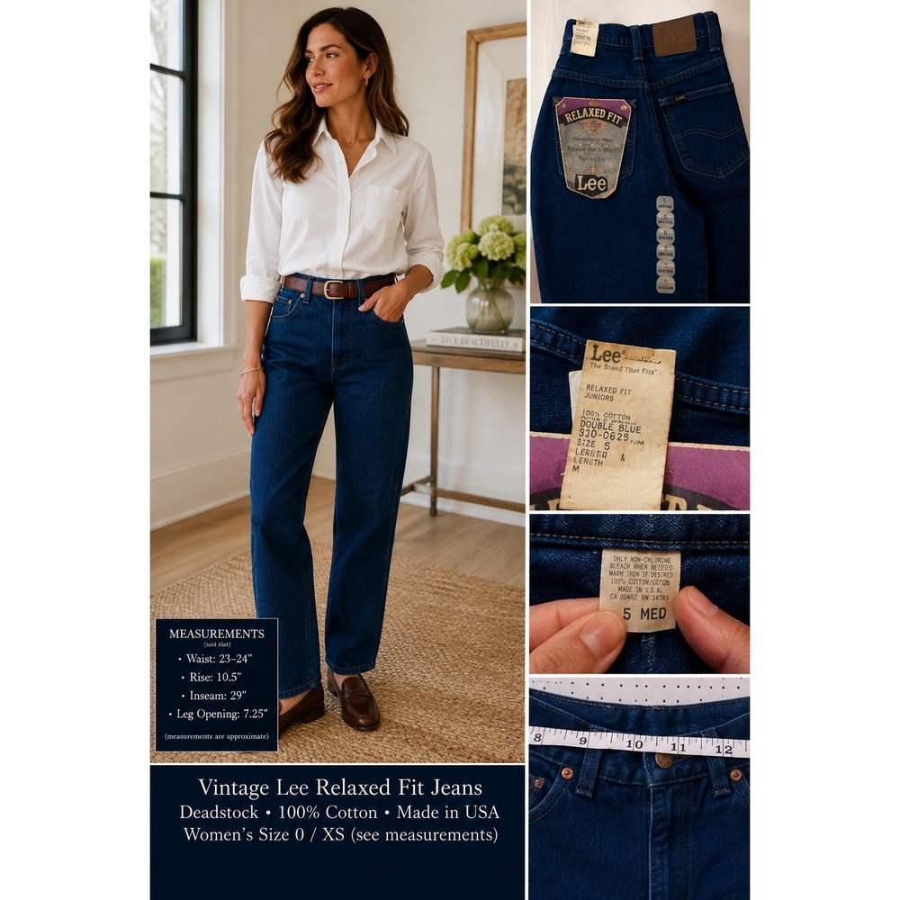 Vintage Lee Jeans Womens 0 XS Deadstock NWT Relaxed Fit High Rise 100% Cotton